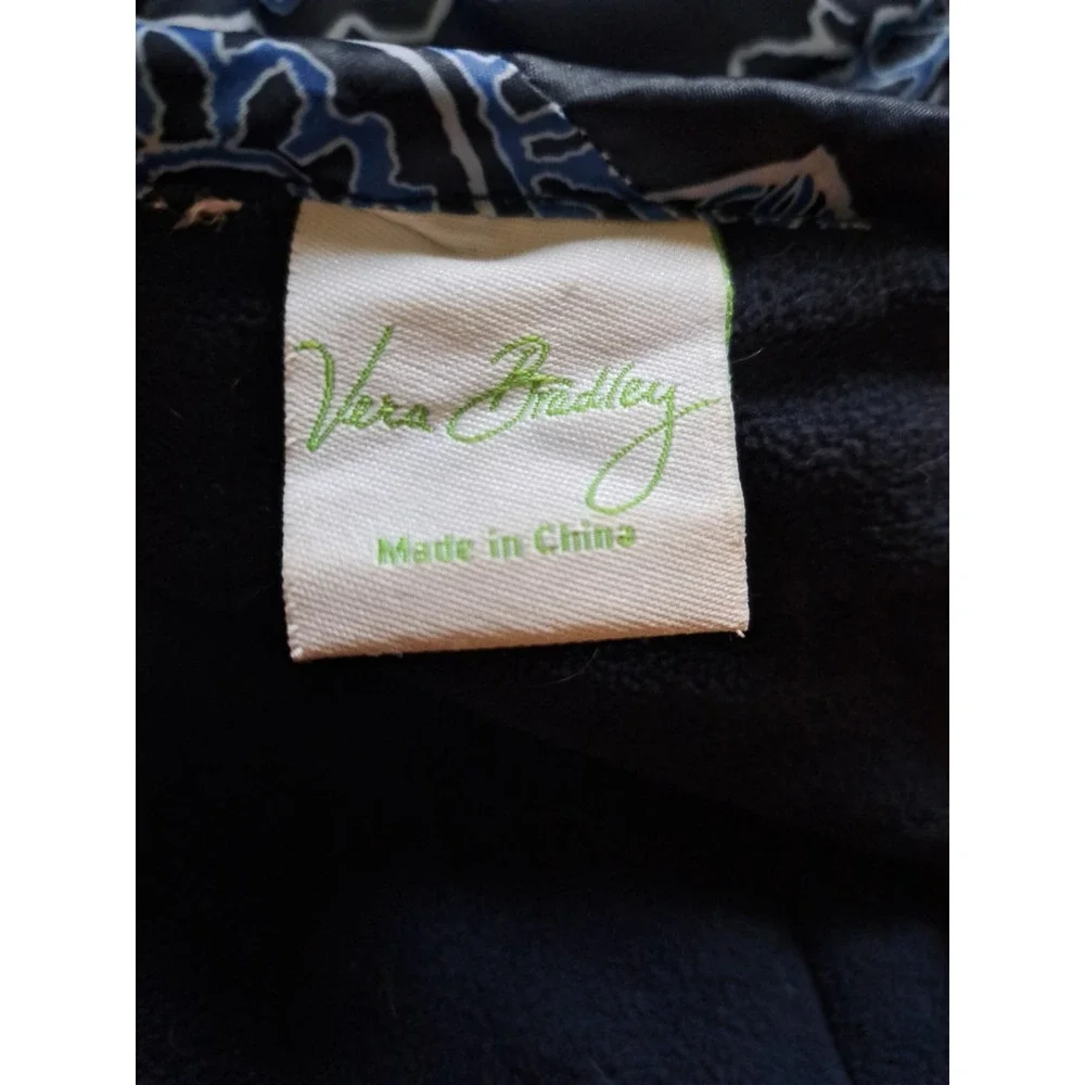 Vera Bradley Navy Blue Paisley Throw Blanket Travel Outdoor Blanket 78 X 52 